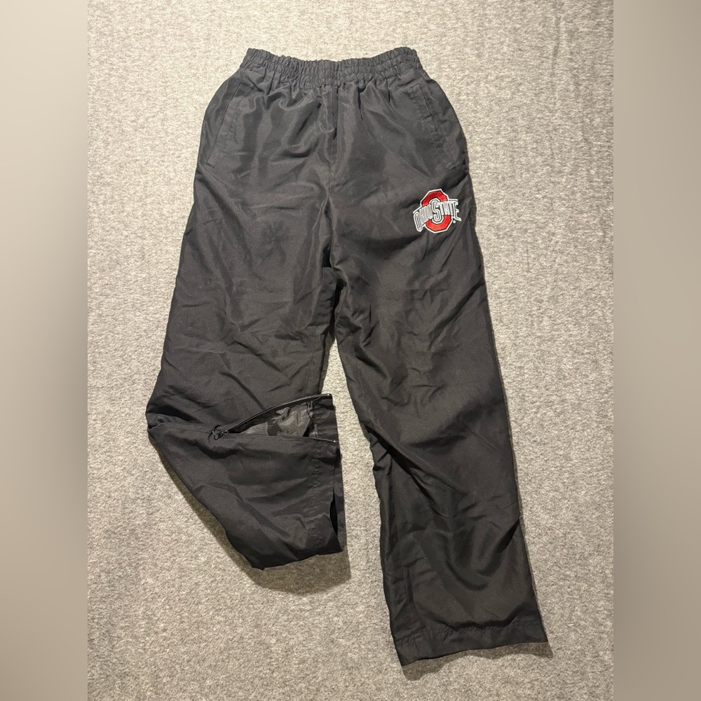 Ohio State 58 Sports Vtg Track Pants Mens L black lined athletic ankle zips Y2K